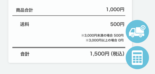 代引⼿数料や送料を含めた合計⾦額の⾃動計算機能付